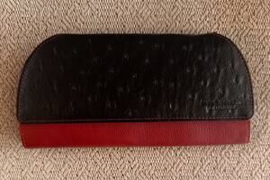 Rogue RFID Wallet Wristlet Clutch Ostrich Print Napa Leather Red Black